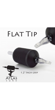 Atlas Tube™- 1.2" Inch Black Sterile Disposable Tattoo Grips with Clear Tip - 15 Flat 15 Pack