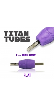 Titan™ Tube - 1.25" Inch Purple Sterile Disposable Tattoo Grips with Clear Tip - 5 Flat 10 Pack
