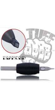 Tuff Tube® - 1" Inch Sterile Black Disposable Tattoo Grips with Hard Silicon Grip and Clear Tip - 11 Diamond