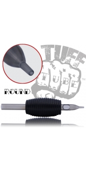 Tuff Tube® - 1" Inch Sterile Black Disposable Tattoo Grips with Hard Silicon Grip and Clear Tip - 18 Round