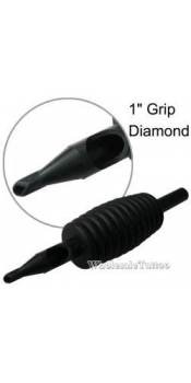 1" Inch Sterile Disposable Black Silicone Tattoo Grip - 14 Diamond