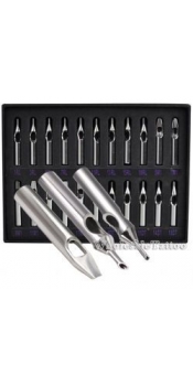 22 pc. Box Set Of Double wash holes Stainless Steel Tattoo Grip Tips