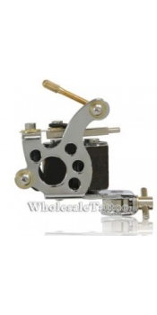 Silver Stainless Steel Tattoo Machine w/10 Wrap Coils