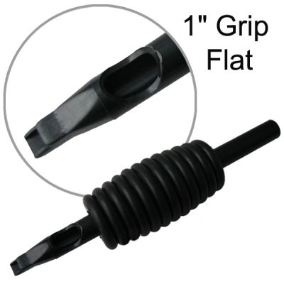 1" Inch Sterile Disposable Black Silicone Tattoo Grip - 15 Flat