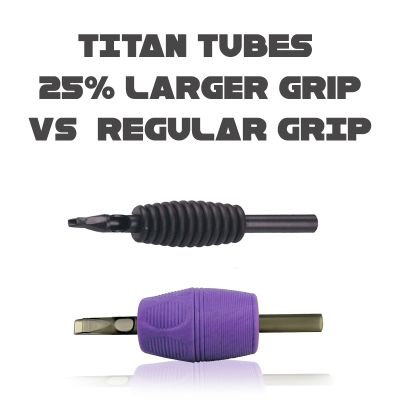 Titan™ Tube - 1.25" Inch Purple Sterile Disposable Tattoo Grips with Clear Tip - 15 Flat 10 Pack