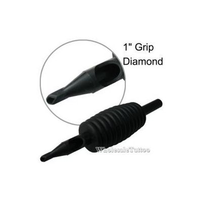 1" Inch Sterile Disposable Black Silicone Tattoo Grip - 11 Diamond