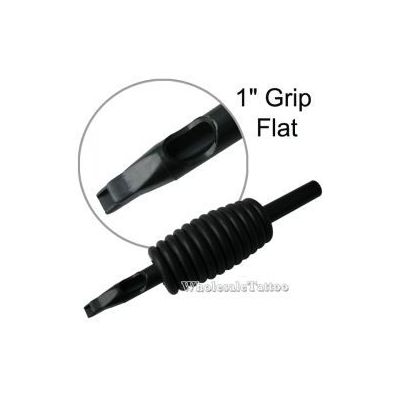 1" Inch Sterile Disposable Black Silicone Tattoo Grip - 7 Flat