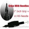 1" Inch Sterile Disposable Black Silicone Grip with Needle Combo - 14 Round Shader